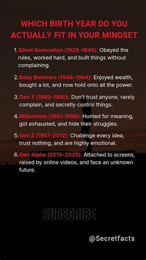 What Is Your BIRTH Year SECRETLY Says About YOU? #psychologyfacts #shorts #quotes #dailyfacts #facts