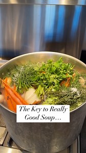 On a cold winter day, I love to make a big pot of chicken stock. It not only makes the house smell great, but I also have good homemade stock for Chicken Pot Pie Soup or Winter Minestrone. Nothing in a can tastes as good! *You can store stock in quarts or half quarts for up to 4 months in the freezer. Recipe link in bio! Homemade Chicken Stock is found in: - Modern Comfort Food, page 64. - Make it Ahead, page 62. - Foolproof, page 62. - Back to Basics, page 61. | Ina Garten