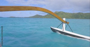 Boat cruise through beautiful turquoise water on the beautiful tropical island of Bora Bora