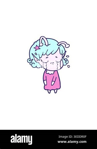starburst effect animation of crying alien girl cartoon Stock Video Footage - Alamy