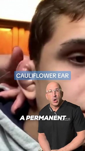 Cauliflower ear is a deformation of the ear typically caused by direct blunt trauma to the auricle and surrounding tissue. Classically experienced by wrestlers or boxers, the condition can be seen in any activity where significant shearing or impact forces are experienced by the pinna, leading to an auricular hematoma. The hematoma then elevates the auricular perichondrium from the underlying cartilage, devascularizing the cartilage. The blood accumulates in the subperichondrial space and if lef