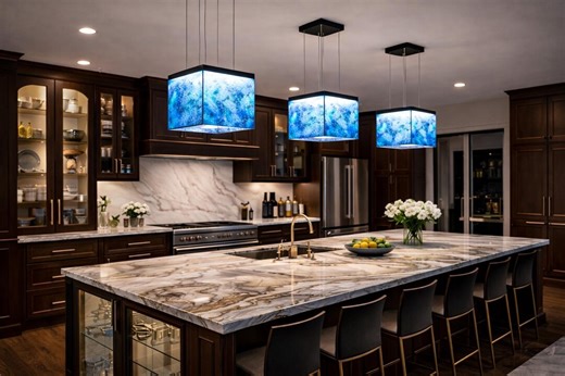 Moon Stained Glass Pendant Light – Blue Glass Cube Pendant for Kitchen Island, Large Architectural Glass Lighting - Etsy