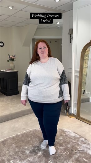 Help our curvy bride choose her wedding dress, Samantha was keen to have sleeves but was happy with a shorter one. Which would you pick for her? #plussize #plussizeweddingdress #weddingdressinspo #weddingdressshopping #plussizeuk | The Bridal Suite PLUS SIZE Wedding Dress Shop