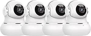 litokam Indoor Security Camera 4 Pack, 360° WiFi Cameras for Home Security, 2K Baby Monitor with Night Vision, Pet Nanny Cam with Motion Detection, 2-Way Audio
