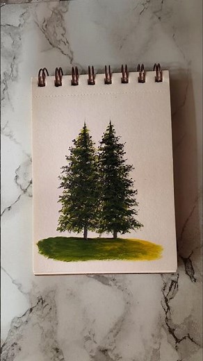 how to paint pine trees // using filbert brush #ytshorts #art #pinetree #paintingideas #acrylic #fyp