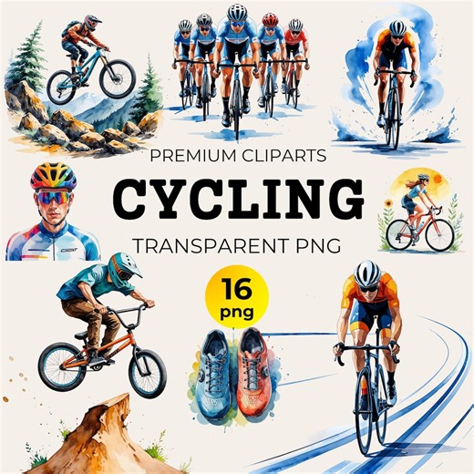 Watercolor Cycling Clipart Set: Vintage Road & Mountain Bike PNG (digital Download) - Etsy New Zealand