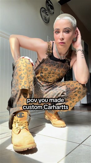 Custom Carhartt Painting: Leopard Print Jeans
