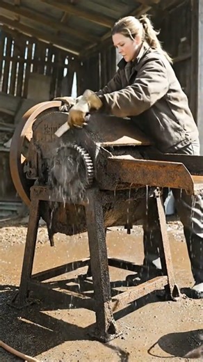 Satisfying Restoration: 1918 Bentall Chaff Cutter (Abandoned Barn Find) 🌾✨ #shorts