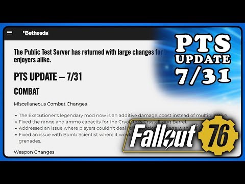 Fallout 76 PTS: PTS Update 31/07/2025.