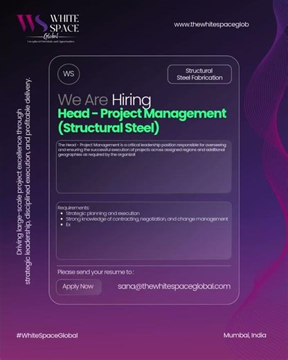 Job Title: Head – Project Management\nDepartment: Project Management\nLocation: Mumbai, India