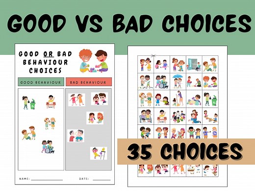 Good & Bad Behavior Sorting Activity | Teaching Material | Cut and Paste Manners Worksheets | Behavior Picture Sort | Digital Download - Etsy