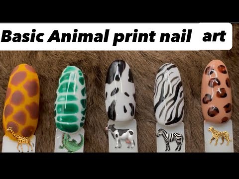 Basic Animal print nail art tutorial | Easy zebra,Leopard, cow,giraffe@ crocodile print nail design|