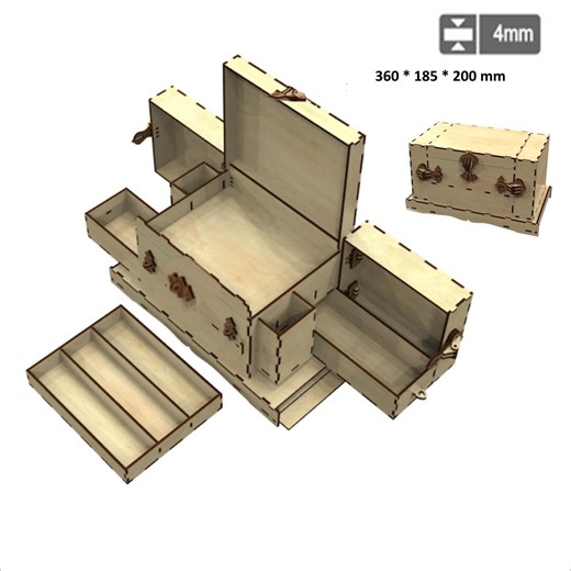 Laser Cut Wooden Secret Compartment Box With Drawer, Hidden Compartment Box, Storage Box With Multiple Drawers,laser Cut Tool Desk Organiser - Etsy