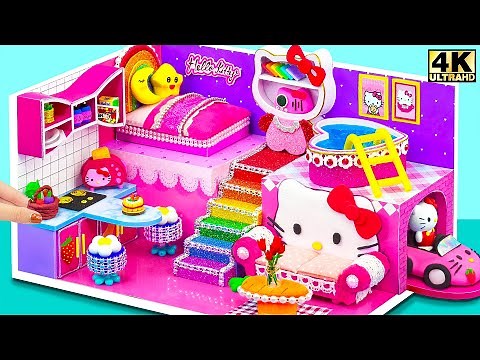 Make Ultimate Hello Kitty House with Rainbow Bedroom and Heart Pool Paradise | DIY Miniature House