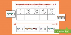 Ten-Frame Number Formation and Representation 1 to 5 Activity