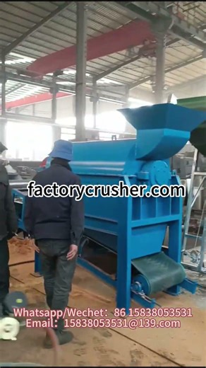 Large scale conveyor feeding coconut shell crusher, coconut skin carding machine