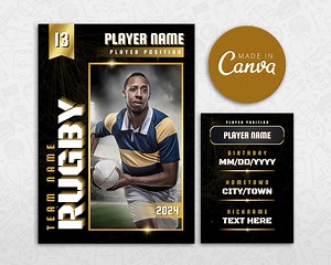 Rugby Card Template, DIY Golden Sport Cards Printable, Customizable School Team Gifts Trading Cards, Editable Canva Template - Etsy