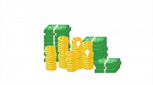 Download money stacks and coins on a white background for free