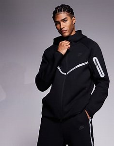 Nike Tech Fleece reflective full zip hoodie in black | ASOS