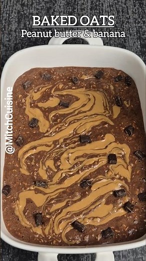 Peanut butter and banana baked oats!🍌 #healthyfood #bakedoats #oats