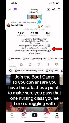 Nightnurse305tv | Healthcare |Tech | Education on Instagram: "🎓 Starting nursing school soon? Or already in and feeling overwhelmed? You’re not alone — and that’s exactly why I created the One-Day Nursing School Bootcamp 💪 In just 2+ hours, you’ll learn everything I wish I knew before starting: ✅ Proven study hacks that actually work ✅ Test-taking strategies for NCLEX-style questions ✅ Mindset shifts to boost confidence & focus ✅ Time management tips to balance life + school ✅ A breakdown of t