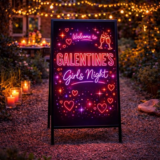 Galentine’s Girls Night Welcome Sign, Printable Party Entrance Sign, Pink Glow Poster, Girls Night Decor, Galentines Party Digital Download - Etsy