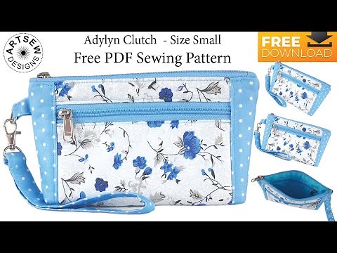 DIY easy clutch purse with many zipper pockets FREE PDF download and sewing tutorial