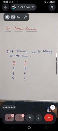 Find the Skewness value for the following discrete data using K... | Filo