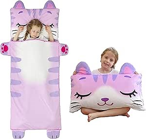 Kids Sleeping Bag, Toddlers Nap Mat, Girls Sleeping Mat for Daycare Preschool, Slumber Bag, Pillow, Blanket 3 in 1