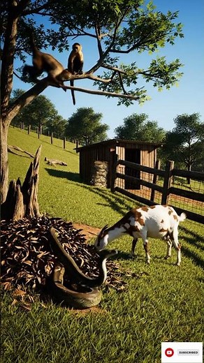 Monkey Saves a Goat from a Python #wildliferescue #eagleattack #animallife #animalfight