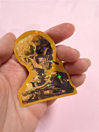 Smoking Skeleton Sticker | Vincent Van Gogh | Dark Academia Gothic Art - Etsy