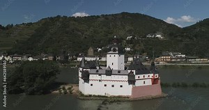 The Pfalzgrafenstein toll castle in the Rhine near Kaub. Rhineland-Palatinate, Germany, Europe