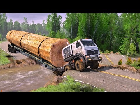 CRAZY! Heavy Truck HAULS Enormous Log Across Deadly Road