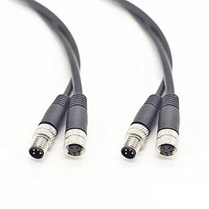 2 Pcs M8 4 Pin Serial Cable 180 Degree Male to Female Plug Connector, Waterproof Connector (2M)