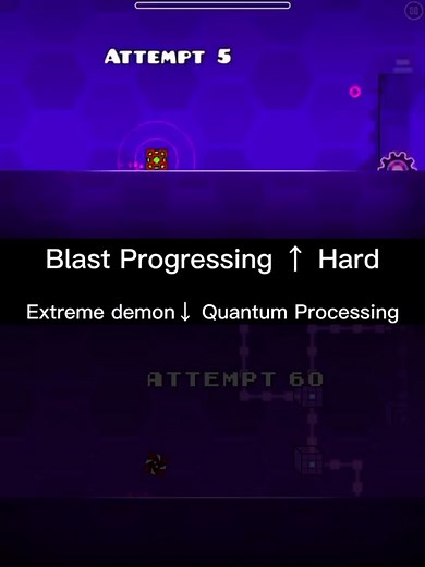 Challenging Blast Progressing Quantum Processing in Geometry Dash