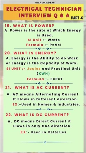 AC vs DC + Power & Energy Explained ⚡ Interview Questions (Part 6)
