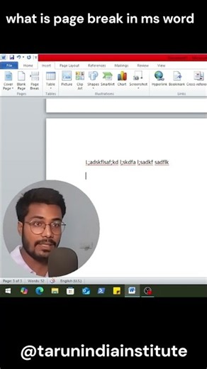 What is page break | How to set it in ms word 2010 | page break shortcut #howto #wordtips #tech