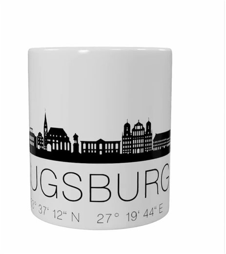 Personalizable Mug With the Augsburg Skyline – White Ceramic Mug 325ml – Gift With Desired Coordinates – Hometown Gift - Etsy