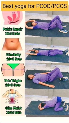 Yoga for PCOD/PCOS Relief | 4 Effective Asanas for Women Health🧘‍♀️✨ | 20×3 Sets Daily #shorts