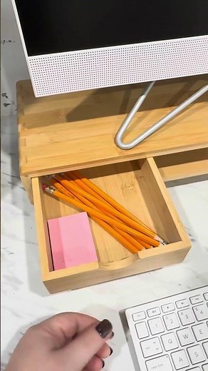 Ergonomic Bamboo Organizer Computer Monitor Stand, Sturdy