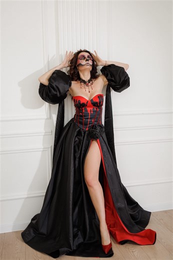 Vampire Costume Women, Gothic Princess Style, Adult Costume, Gothic Halloween Gown, Dark Angel Costume, Priestess Dress, Dark Fairy Gown - Etsy