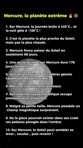 10 choses folles sur Mercure que personne ne dit 🚀 #universe #faits #nasa