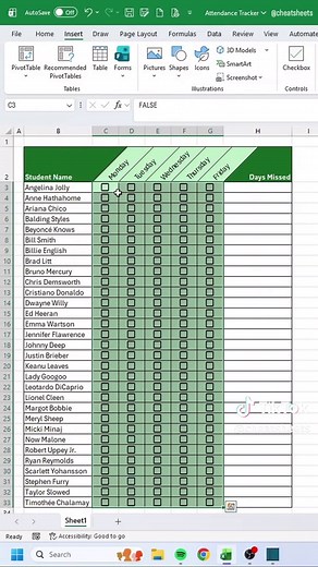 Excel Checkboxes: Create an Attendance Tracker
