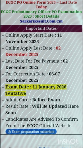 ECGC PO Online Form 2025 – Last Date Today