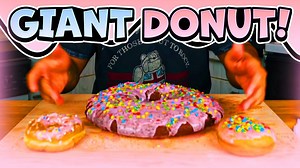 Can I recreate a giant version of the Dunkin' Donuts Strawberry sprinkles Donut from scratch and eat it all?! 🍩 Tag a friend who makes the best homemade donuts 😋 | Nathan Figueroa