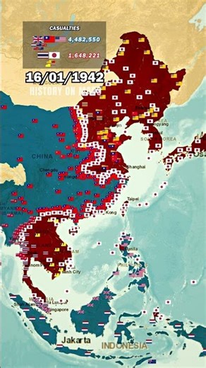 World War II Asia (1937-1945) in 1 minute using Map #history #mapping