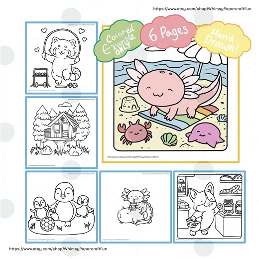 Relaxing 6 Page Mini Coloring Book, Stress Relief, Printable, Digital Download - Etsy