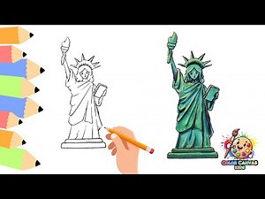 How to draw The Statue of Liberty | Easy Step-by-Step Coloring Tutorial for Kids
