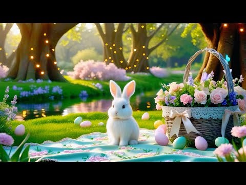 🐰 Happy Easter: Cozy Spring Garden Ambience with Cute bunny & Relaxing Easter Music | 4K