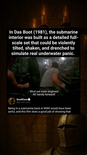 In Das Boot (1981) the submarine set was built to tilt shake and drench the actors